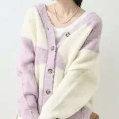 FREAK'S STOR マーブル　ブークレ　シャギー　ニット　カーディガン