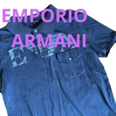 EMPORIO ARMANI 希少　Lサイズ　コットン黒ポロシャツ　ヴィンテージ