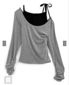 GRL リボンキャミソール×ワンショルトップスアンサンブル[ac2460]