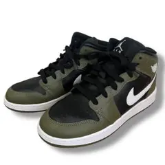 美品　NIKE AIR JORDAN 1 MID オリーブ　ブラック　24cm