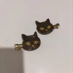 猫の顔型ヘアクリップ2個セット