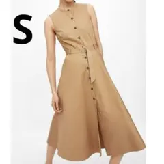 ZARA トレンチ風ワンピース　ノースリーブ　ロングワンピース　S