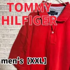 F2615【TOMMY HILFIGER】半袖ポロシャツ【XXL】レッド