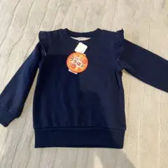 新品 110サイズ 裏ぽか ネイビー フリル付き トレーナー