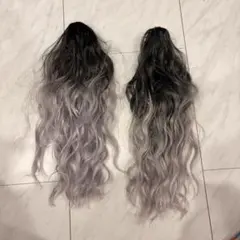 ロングウェーブ バンスクリップ式 ポニーテールウィッグ 2個セット　40cmのサムネイル