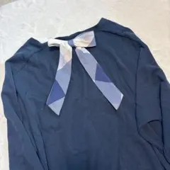 ブルーレーベル ネイビー Vネック セーター バックリボン