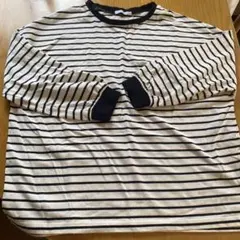 E hyphen world gallery PEACE ストライプ長袖Tシャツ