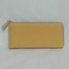 未使用 究極の機能美 コンパクトL字長財布 マスタード×オリーブ フラップ付
