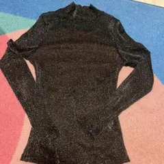 H&M ブラック シースルー ラメ 長袖 トップス M
