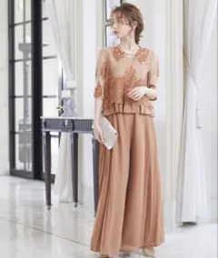 結婚式　セットアップドレス　オレンジ