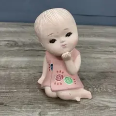 E-4 昭和レトロ 女の子 置物 陶器 人形 乙女 ビンテージ ヴィンテージ