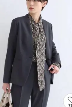 インデヴィ　ウールライクノーカラージャケット