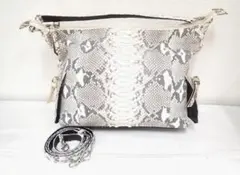 43/美品 パイソン ショルダー付き ハンドバッグ ショルダーバッグ 