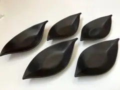 mature sobokai 黒 リーフ型皿 5枚セット　スタジオM