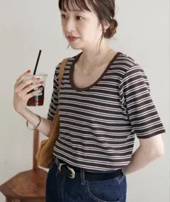 Discoat リブUネックTシャツ