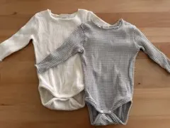 MONBEBE リブロンパース M 白とストライプ　セット