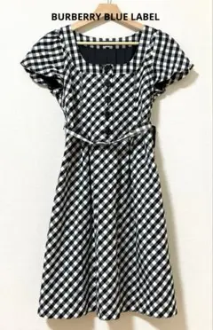 極美品 BURBERRY ブルーレーベル ひざ丈ワンピース ノバチェック 半袖