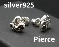silver925 ハートスタッド ピアス 釣鐘 唐草 メンズ ユニセックス