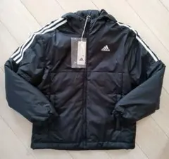 アディダス　中綿入りジャケット　Lサイズ　ブラック　フード付き　エッセンシャルズ