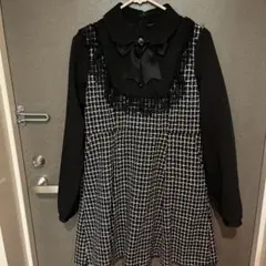 DearMyLove ヨークレースリボンツイードワンピース 付属リボン破損あり