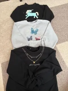 120〜130cm 女の子スパンコールトレーナー3点