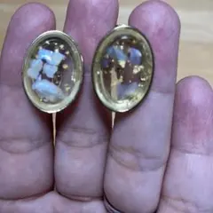 《お値下げ中》オーバル型 透明石 ゴールドイヤリング