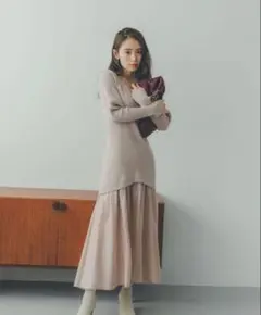 スナイデル SNIDEL オーガンスカートドッキングニットワンピース