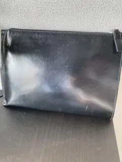 Calvin Klein Platinum ブラックレザー クラッチバッグ