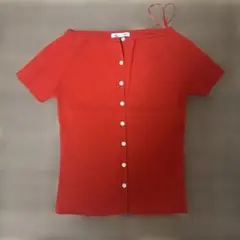 赤色半袖ニット