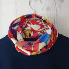 【ハンドメイド】スヌード ネックウォーマー (レトロフラワー) ⚠少々訳あり