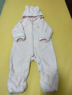 ミキハウス　ウサギ耳付きフリースカバーオール　60-80cm