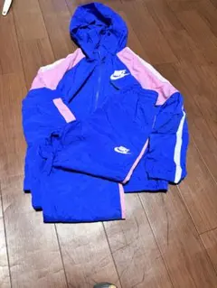 NIKE ナイロンジャケット上下セットセットアップキッズ レディース 青 ピンク
