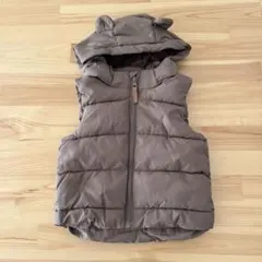 H&M ブラウン フード付きダウンベスト　90センチ