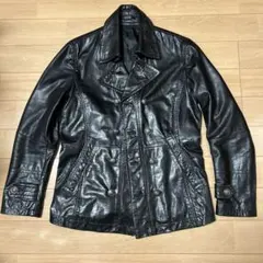 A.S.M アトリエサブメン 山羊革 ブラック レザーダブルブレストジャケットのサムネイル