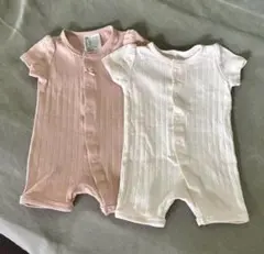 H&M リブ編みロンパース 2枚セット