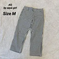 エージーバイアクアガール　ギンガムチェック　クロップドパンツ　M ウエストゴム