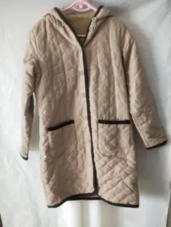 キルティングコート　ロング　フード付き