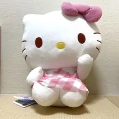 ハローキティ　LLぬいぐるみ　ピンクチェックVer.
