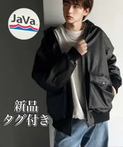 【新品】JaVa ×クラシカルエルフ 中綿 レザージャケット フーディ 黒　L