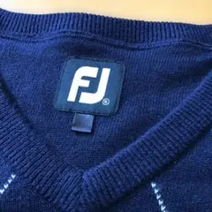 FOOT JOY フットジョイ Vネック ニットセーター 総柄 ネイビー　XL