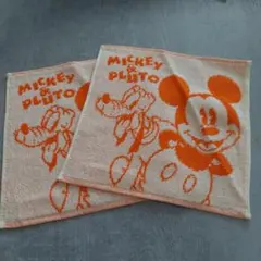 ディズニー ミッキー＆プルート タオルハンカチ 2枚セット