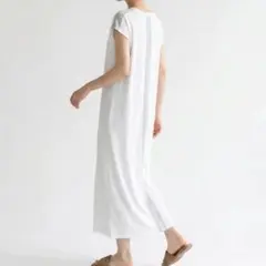 Bou Jeloud バックラメラインワンピース ホワイト 白 ロングワンピース