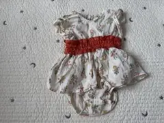 浴衣 甚平 フタフタ 花柄ロンパース 赤いリボン付き