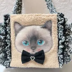クラウディちゃんボアフリルトートバッグ　コヤンイサムチョン　ヒョウ柄フリルバッグ