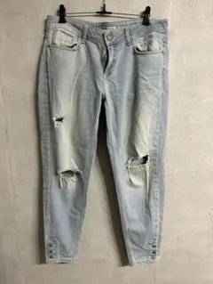 ZARA BASIC ダメージ加工 スキニーデニムパンツ　サイズ:38