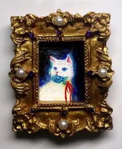 絵画 猫 猫の絵 洋画 ミニアート フェルメール オマージュ パロディ 猫