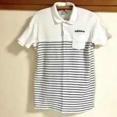 【お値下中】adidas ポロシャツ トップス　ボーダー　白　スポーツ　シンプル