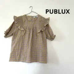 パブリュクス　ブラウス　シャツ　カットソー チェック　ギンガムチェック　フリルのサムネイル