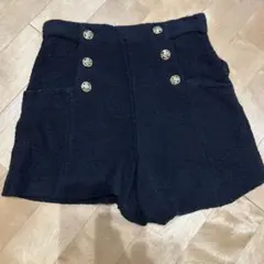 ZARA ネイビー ボタン付きショートパンツ