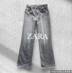 ZARA ザラ　カットオフデニム　ゆったりシルエット　Mサイズ　ライトグレー